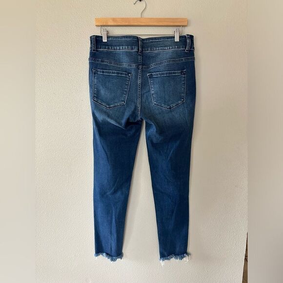 Flying Monkey Platinum Dark Wash Raw Hem High Rise Skinny Jeans size 30 - Picture 6 of 8